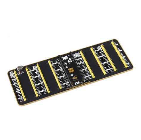 Quad GPIO Expander for Raspberry Pi Pico, Four Sets of Male Headers, USB Power Connector