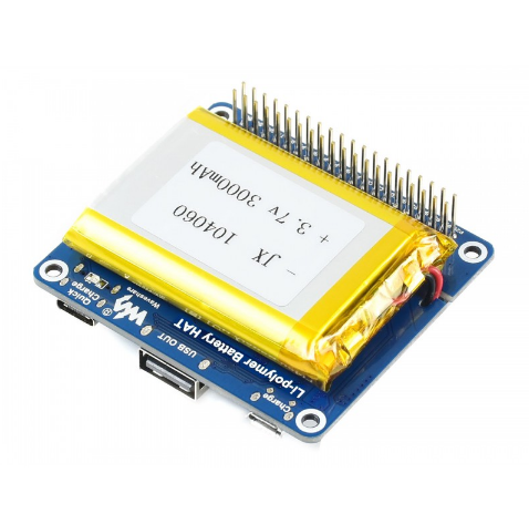 Li-polymer Battery HAT, 5V Output, Quick Charge