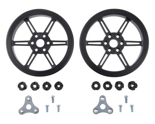 Pololu Multi-Hub Wheel w/Inserts for 3mm and 4mm Shafts - 80×10mm, Black, 2-Pack
