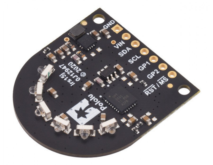 3-Channel Wide FOV Time-of-Flight Distance Sensor Using OPT3101 (No Headers)