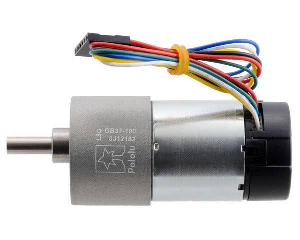 100:1 Metal Gearmotor 37Dx73L mm 24V with 64 CPR Encoder (Helical Pinion)