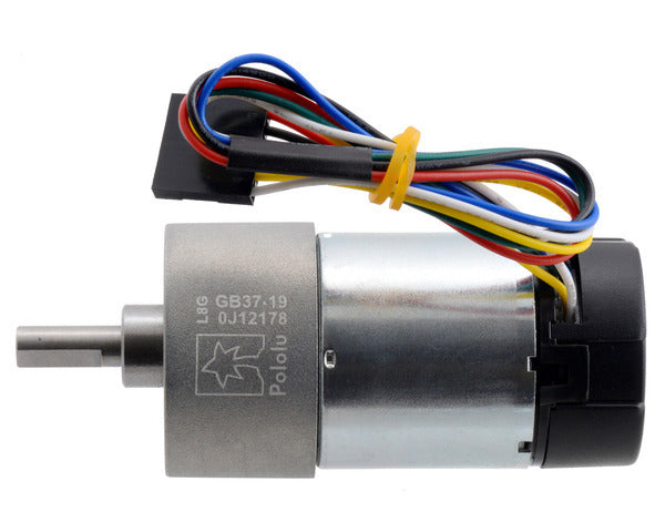 19:1 Metal Gearmotor 37Dx68L mm 24V with 64 CPR Encoder (Helical Pinion)