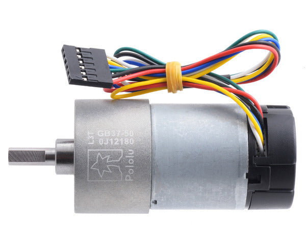 50:1 Metal Gearmotor 37Dx70L mm 12V with 64 CPR Encoder (Helical Pinion)