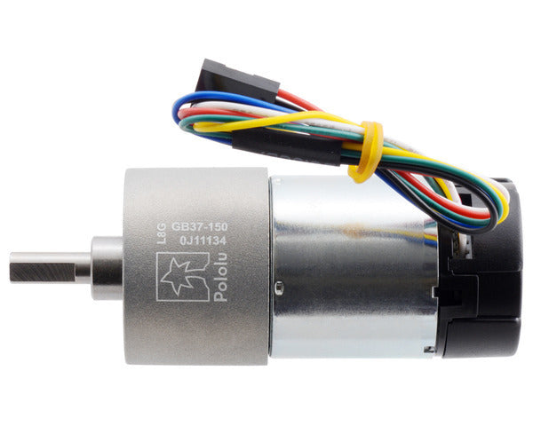 150:1 Metal Gearmotor 37Dx73L mm 24V with 64 CPR Encoder (Helical Pinion)