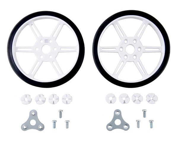 Pololu Multi-Hub Wheel w/Inserts for 3mm and 4mm Shafts - 80×10mm, Black, 2-Pack