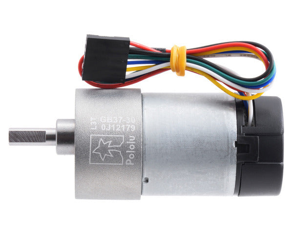 30:1 Metal Gearmotor 37Dx68L mm 12V with 64 CPR Encoder (Helical Pinion)