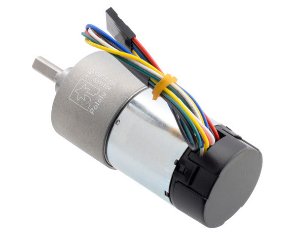 150:1 Metal Gearmotor 37Dx73L mm 24V with 64 CPR Encoder (Helical Pinion)