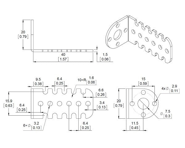 Pololu 20D mm Metal Gearmotor Bracket Pair